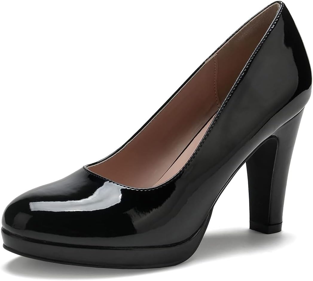 Low Platform Chunky Round-Toe Work Pumps