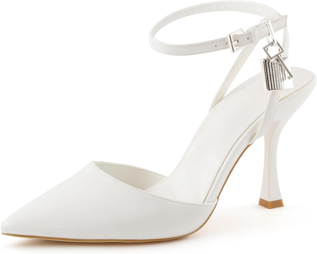 Pointed-Toe Ankle-Strap Kitten-Heel Dress Pumps