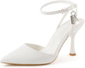 Pointed-Toe Ankle-Strap Kitten-Heel Dress Pumps