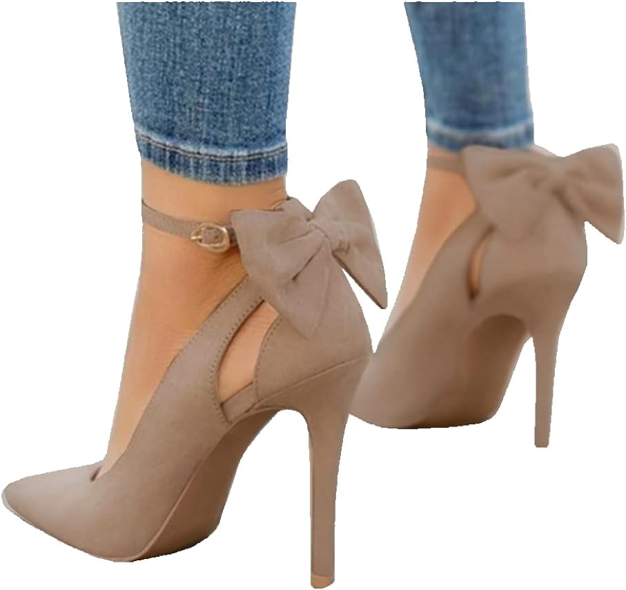 Bow Tie-Back Stiletto Ankle-Strap Wedding Pumps