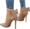 Bow Tie-Back Stiletto Ankle-Strap Wedding Pumps