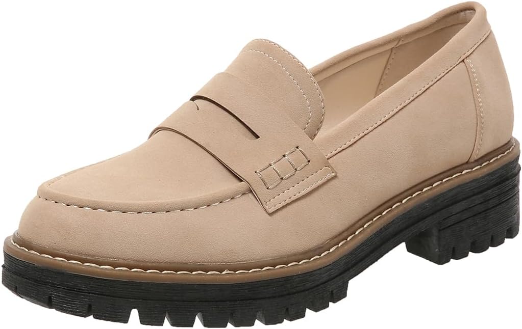 Platform Chunky Penny Loafers with Lug Sole