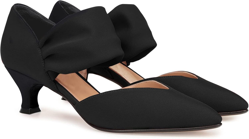 Low Kitten-Heel Cutout Ankle-Strap Party Pumps