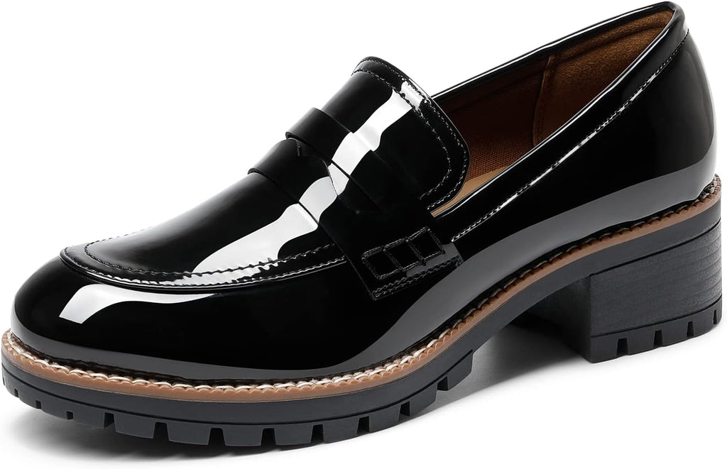 Platform Chunky Heeled Loafers