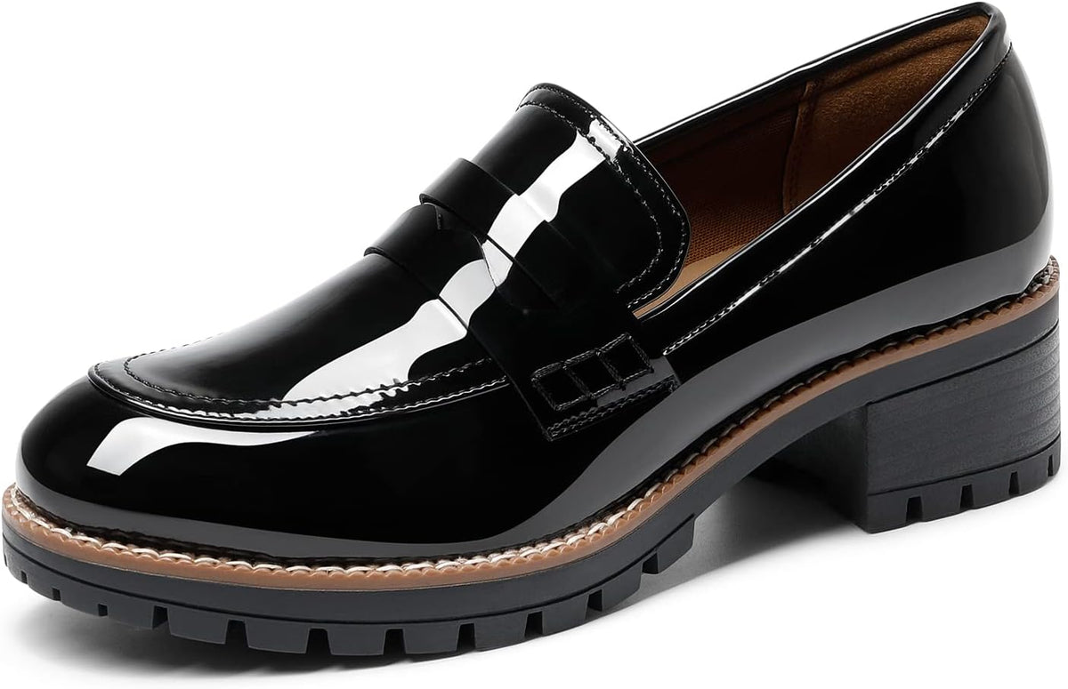 Platform Chunky Heeled Loafers
