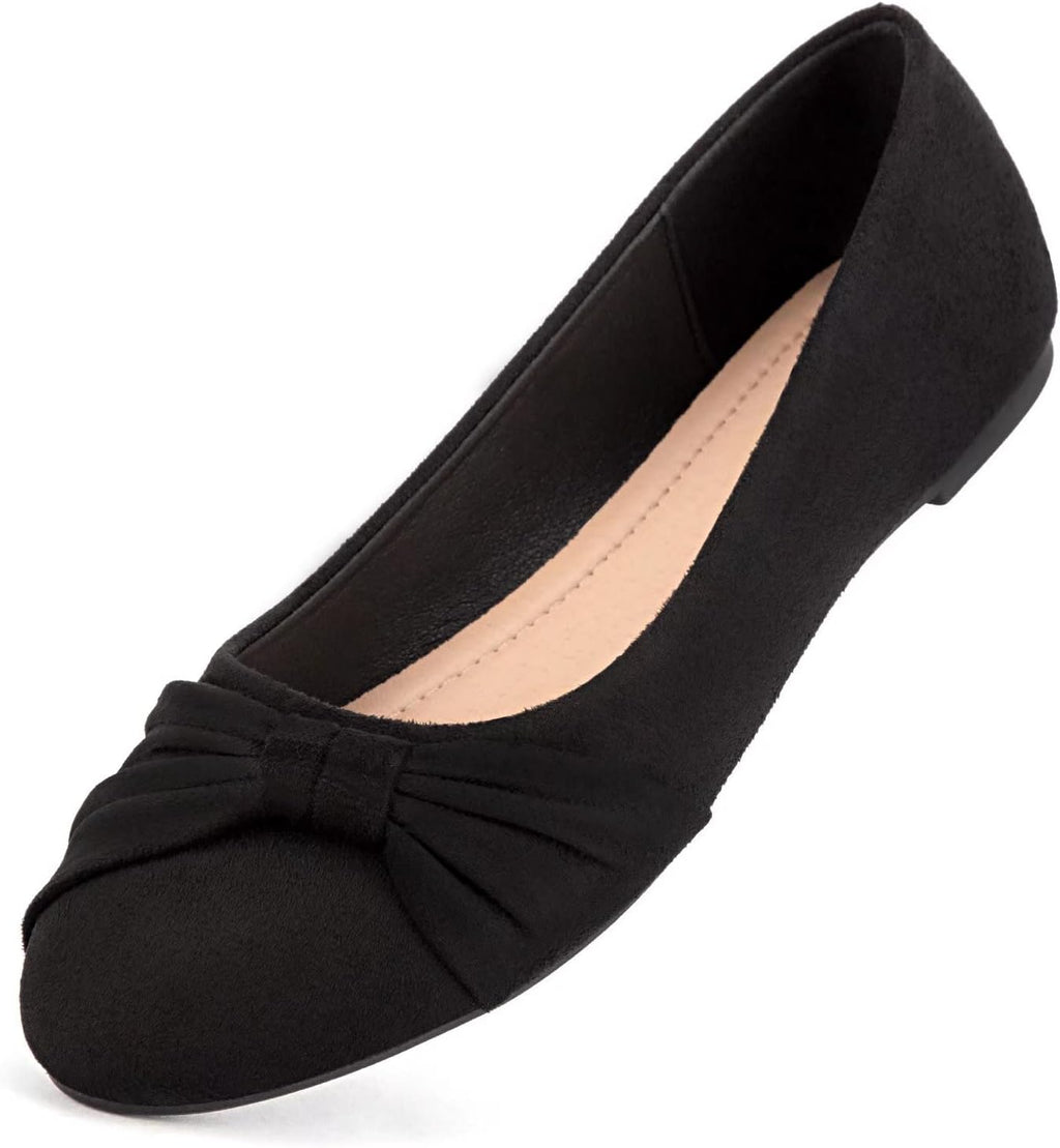 Faux Suede Round-Toe Slip-On Flats