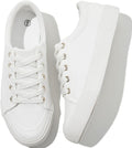 White Lace-Up Low-Top Canvas Tennis Sneakers