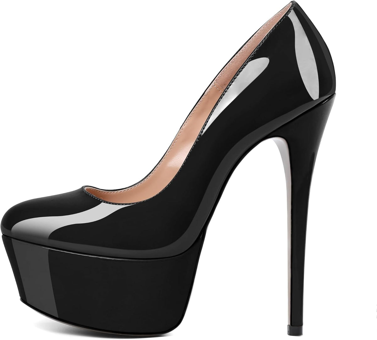 Round-Toe 6-Inch Platform Stiletto Pumps
