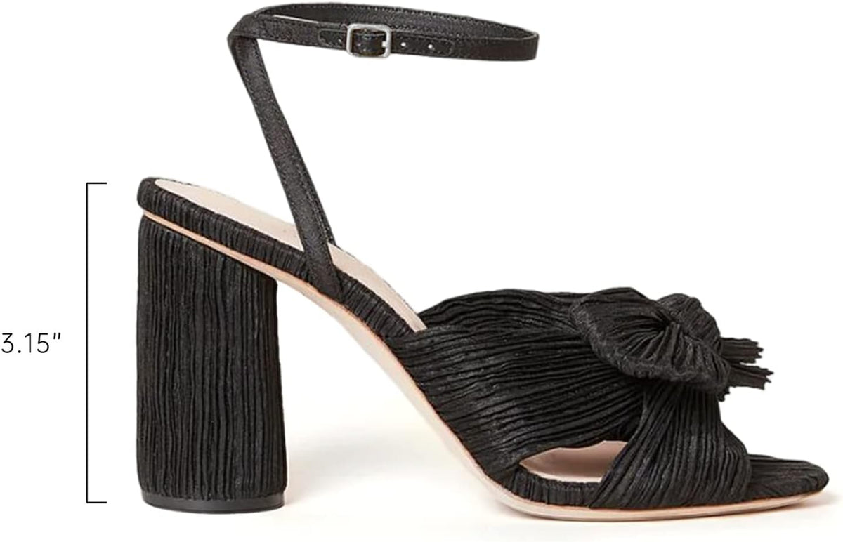 Open-Toe Bow-Knot Chunky Block-Heel Wedding Sandals