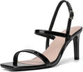 Square Open-Toe Strappy Ankle-Strap Stiletto Sandals