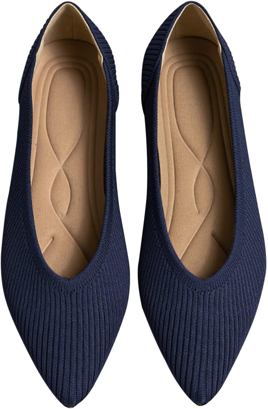 Pointed-Toe Knit Slip-On Ballet Flats