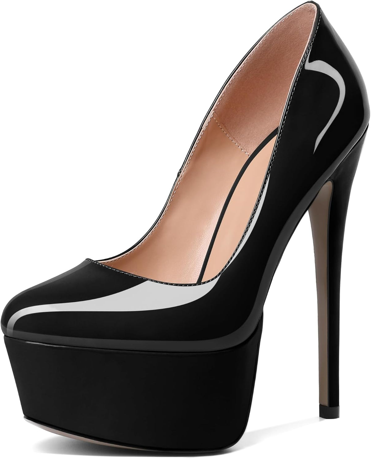 Round-Toe 6-Inch Platform Stiletto Pumps
