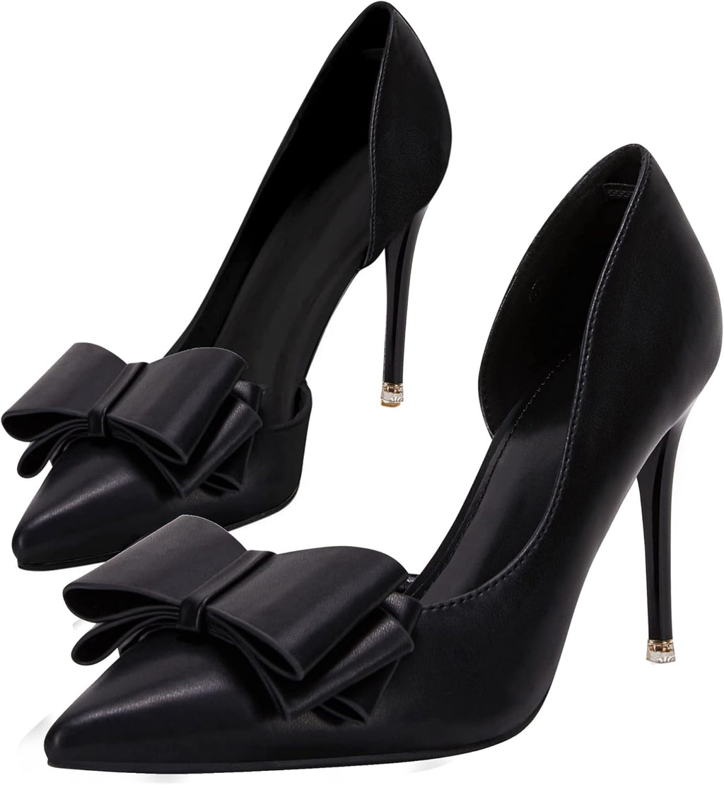 Bow Closed Pointed-Toe Stiletto Wedding Pumps