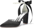 Pearl White Satin Block-Heel Bridal Pumps