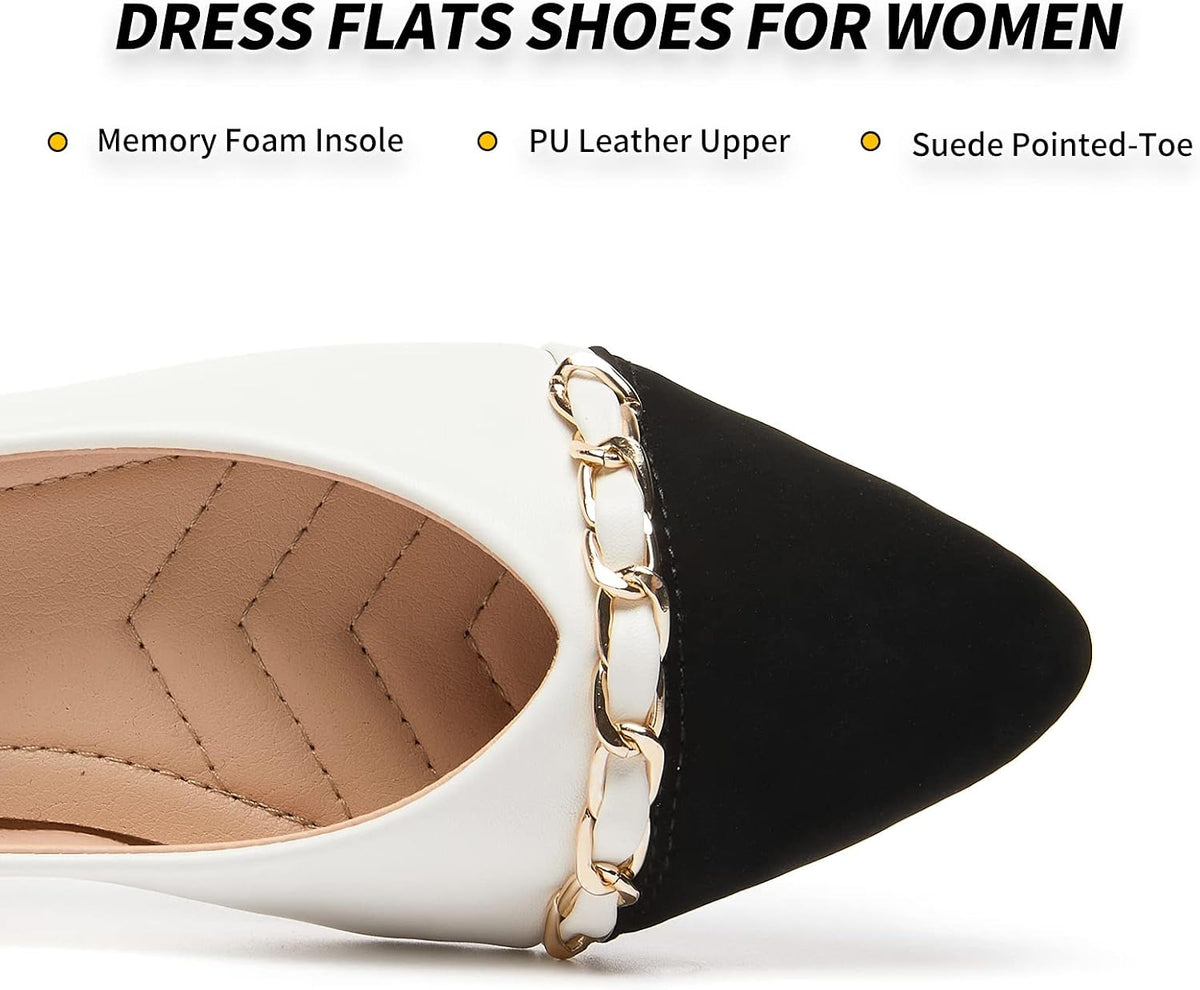 Black & White Faux Suede Pointed-Toe Flats