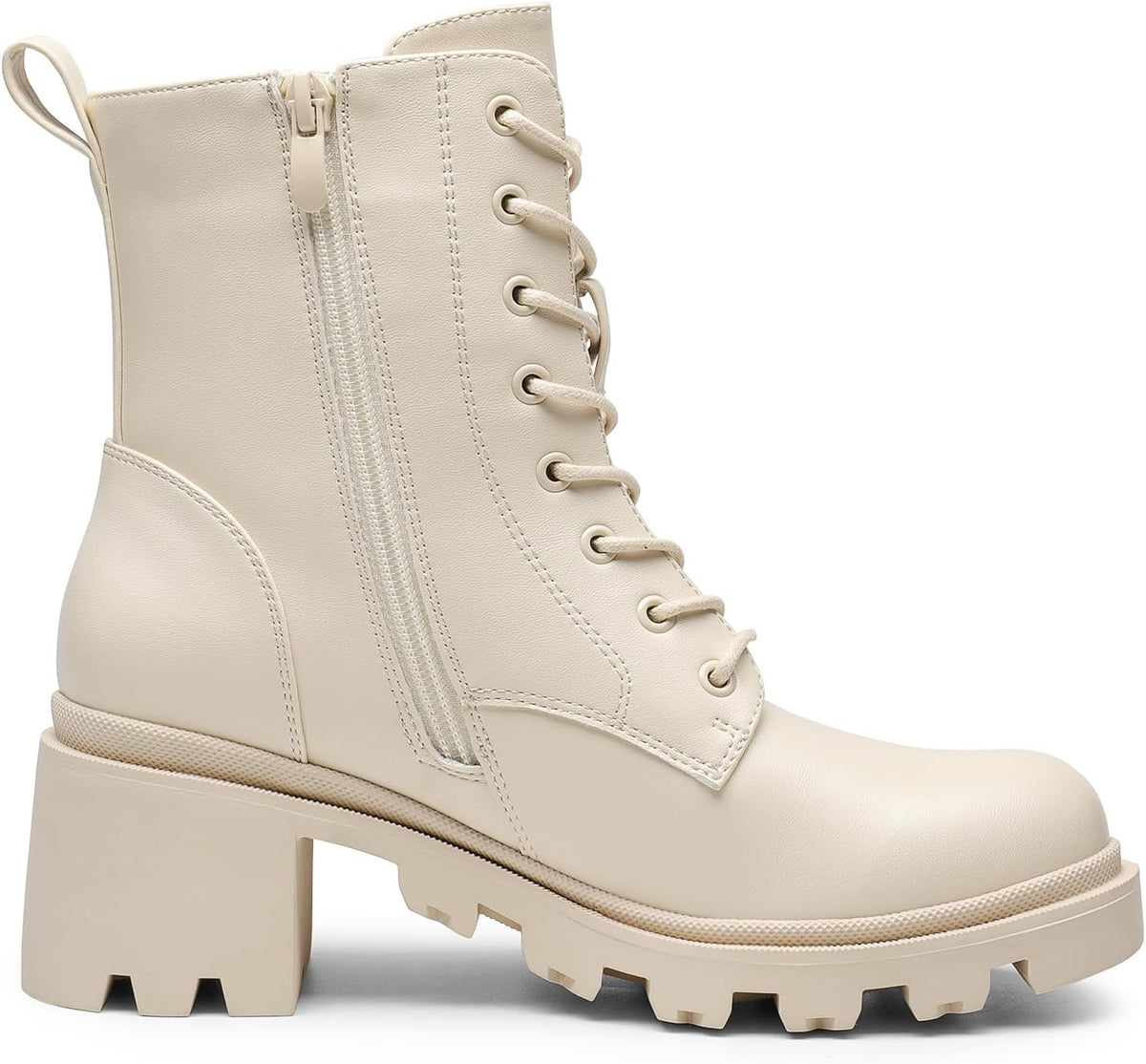 Low Chunky Lug-Sole Lace-Up Combat Booties