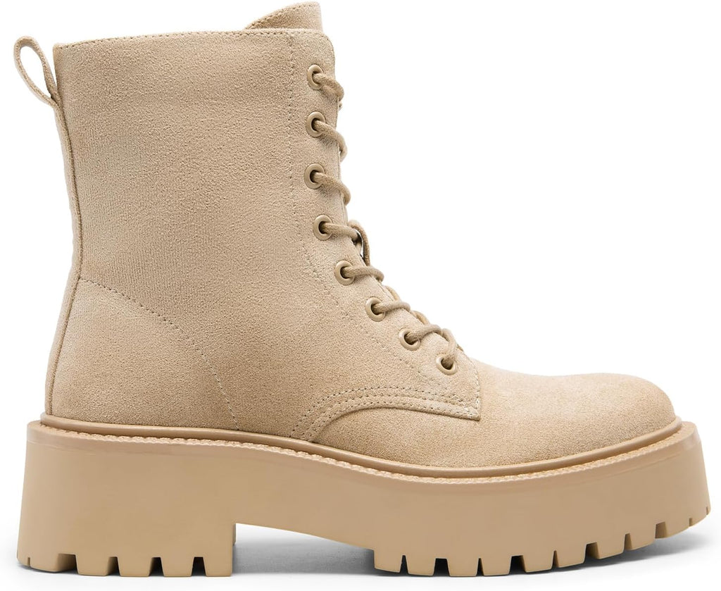 Lug-Sole Platform Lace-Up Combat Booties