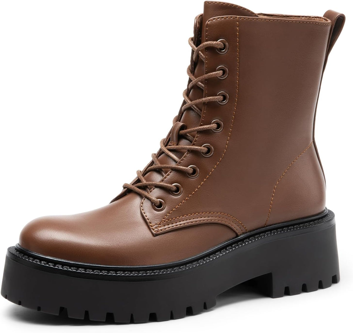 Platform Lug-Sole Lace-Up Combat Booties