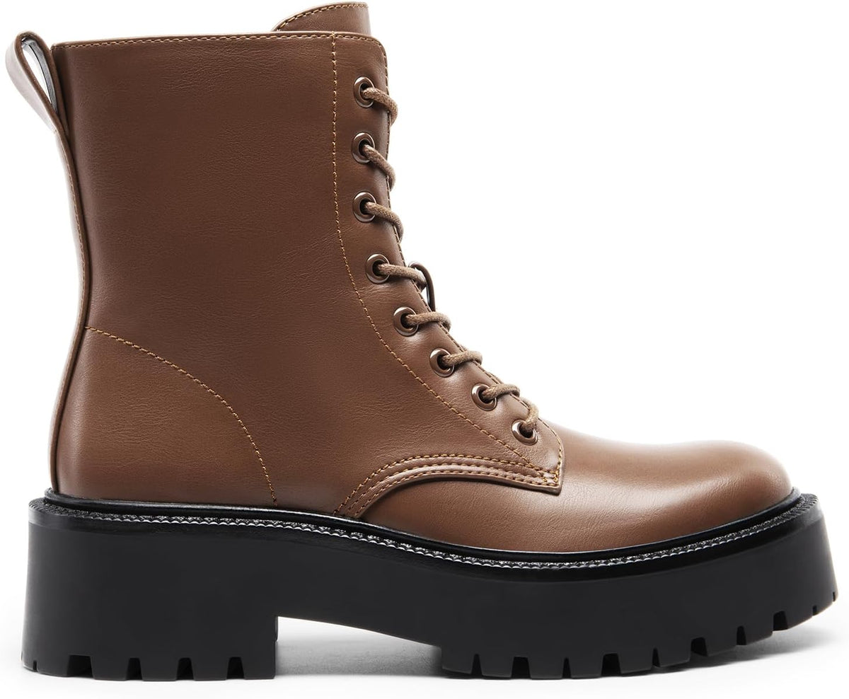 Platform Lug-Sole Lace-Up Combat Booties