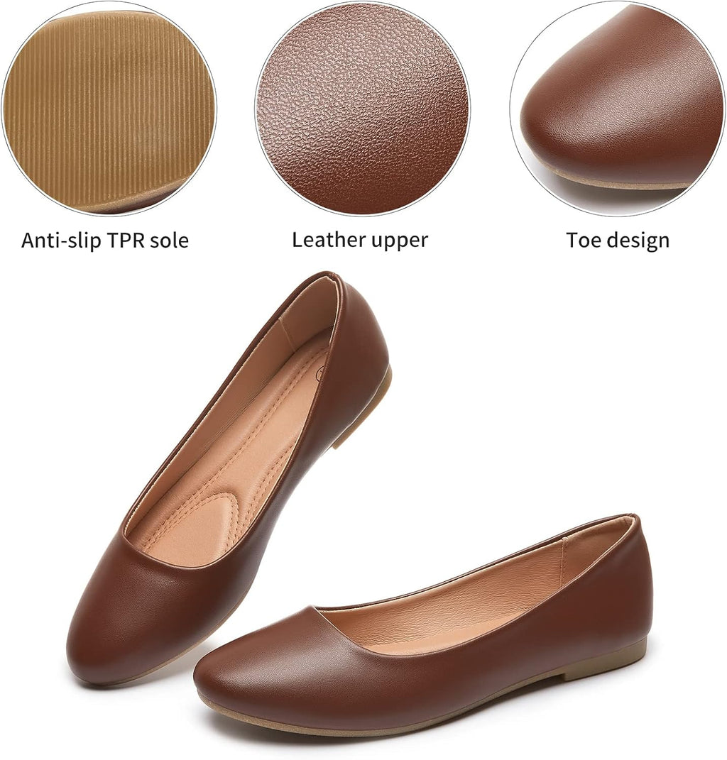 Comfort Leather Slip-On Ballet Flats