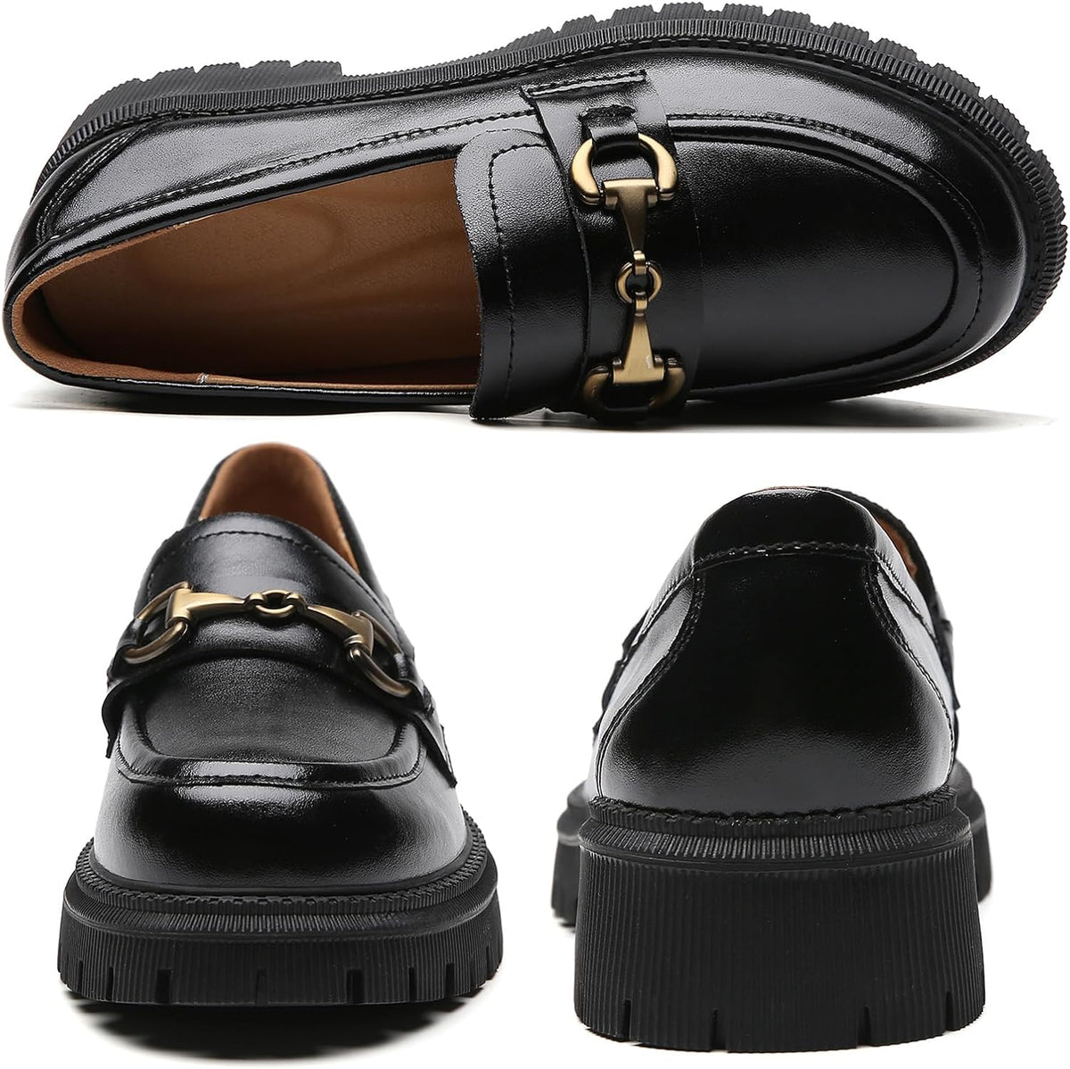 Black Platform Chunky Penny Loafers