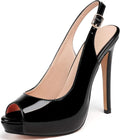 Peep-Toe Slingback Platform Dress Pumps