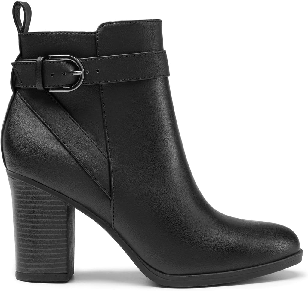 Chunky High-Heel Round-Toe Short Ankle Boots