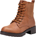 Inside-Zip Lace-Up Combat Ankle Boots