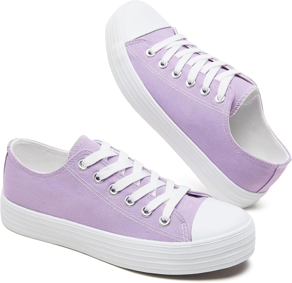 White & Black Low-Top Canvas Tennis Sneakers