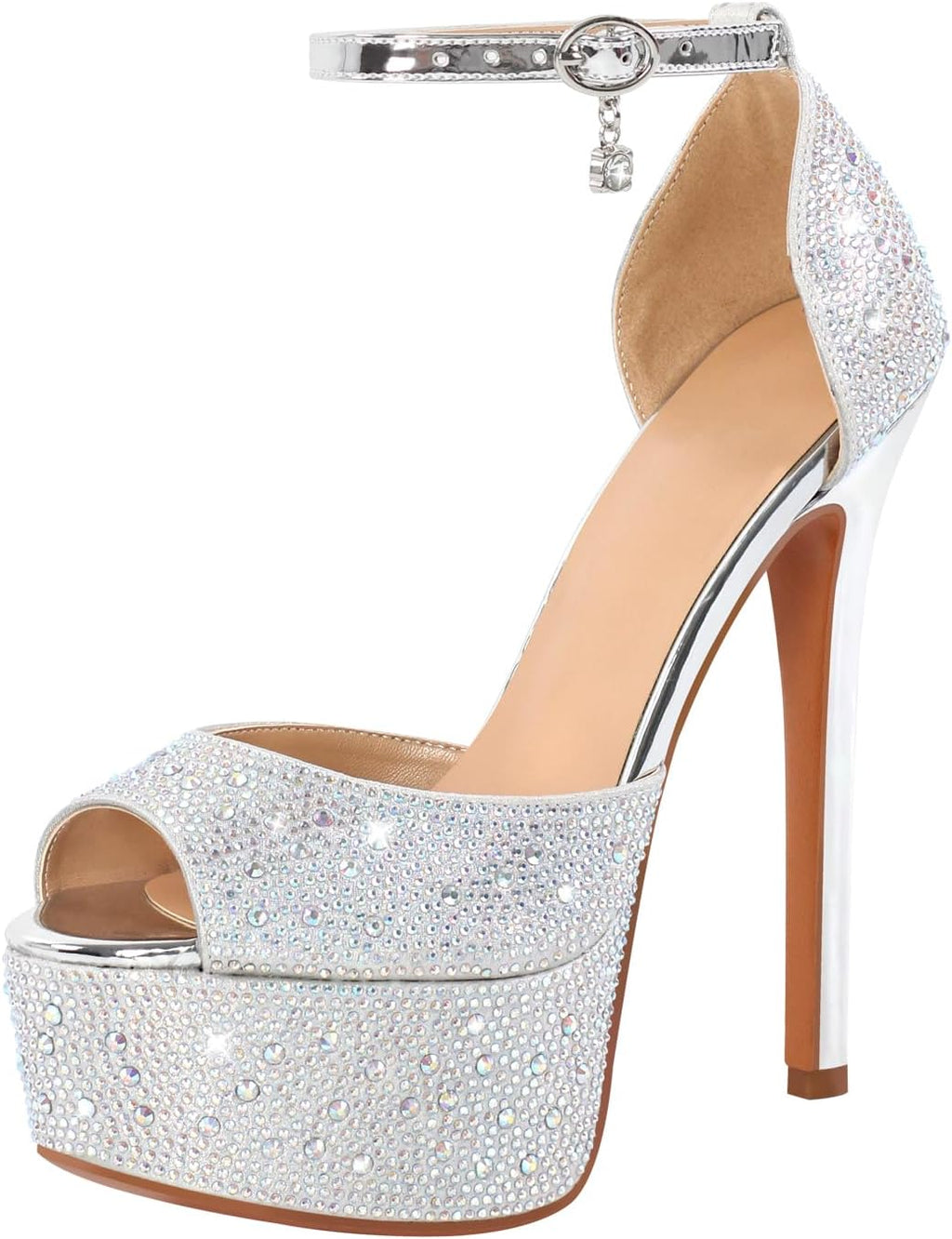 Round Open-Toe Clear Platform Zip-Up Sandals
