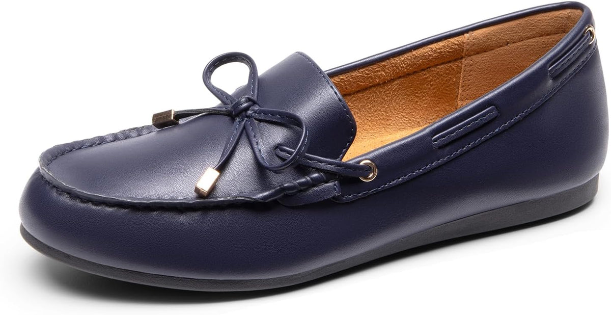 Bow-Knot Faux Leather Round-Toe Loafers