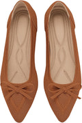 Pointed-Toe Bow Knit Mesh Flats