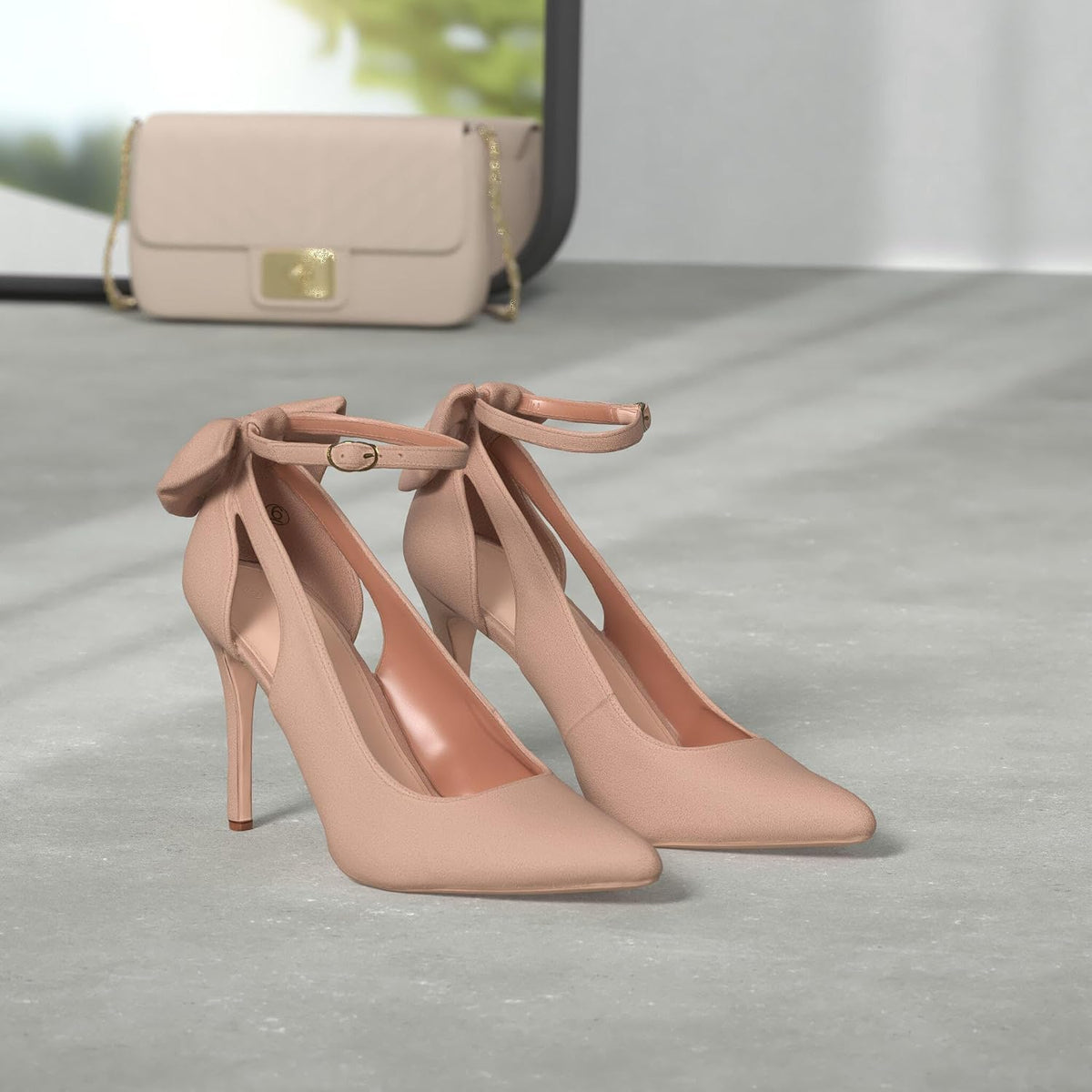 Bow Tie-Back Stiletto Ankle-Strap Wedding Pumps