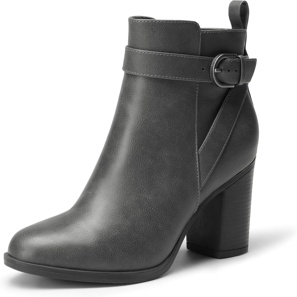 Round-Toe Chunky Heel Fall Short Booties