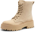 Lug-Sole Platform Lace-Up Combat Booties
