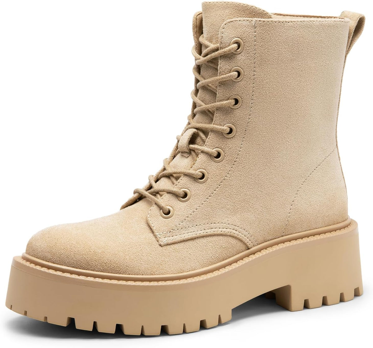 Lug-Sole Platform Lace-Up Combat Booties