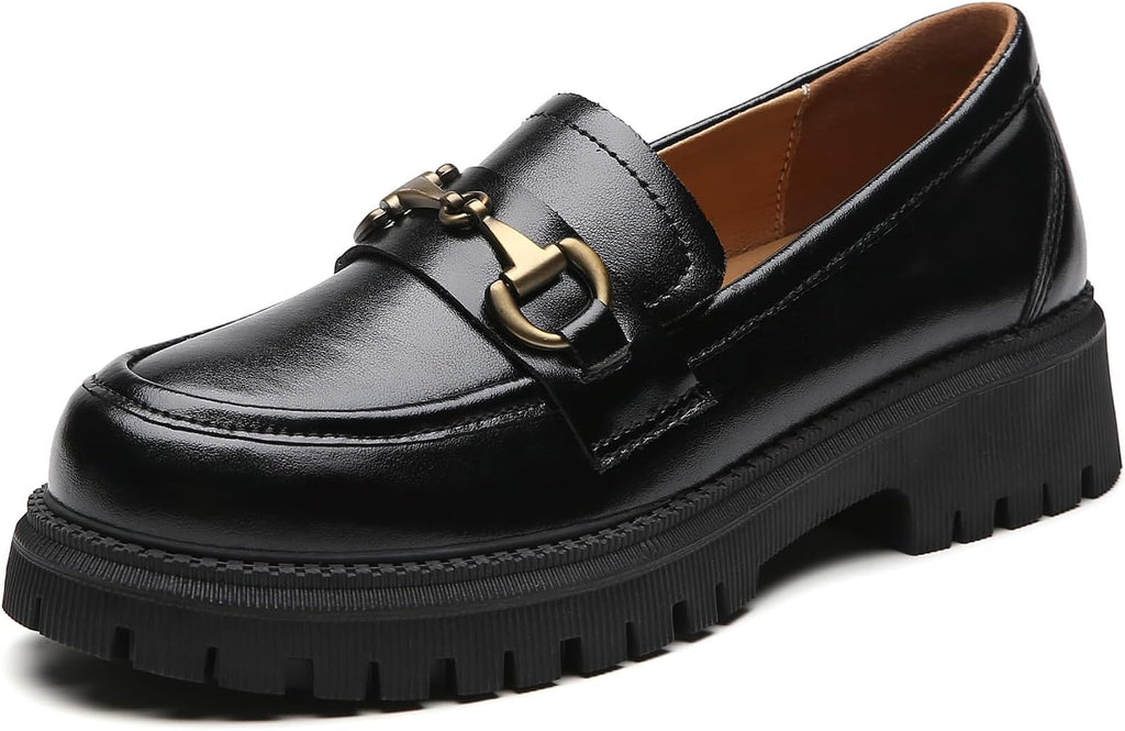 Black Platform Chunky Penny Loafers