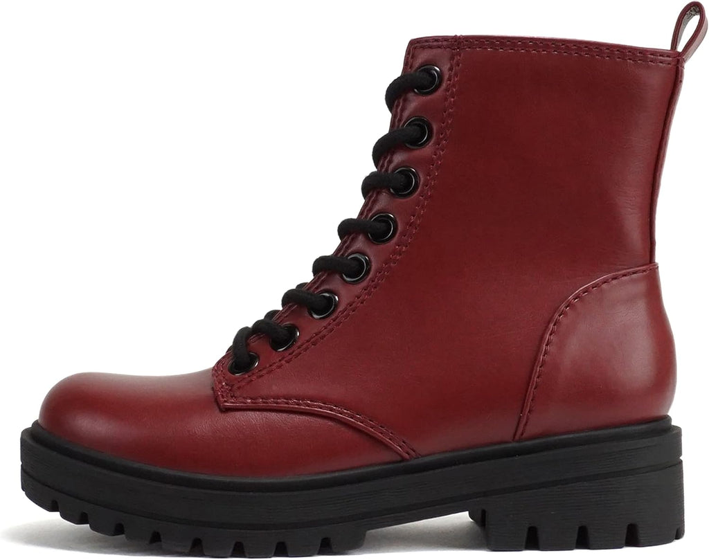 Lug-Sole Lace-Up Side-Zip Combat Ankle Bootie