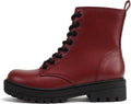 Lug-Sole Lace-Up Side-Zip Combat Ankle Bootie