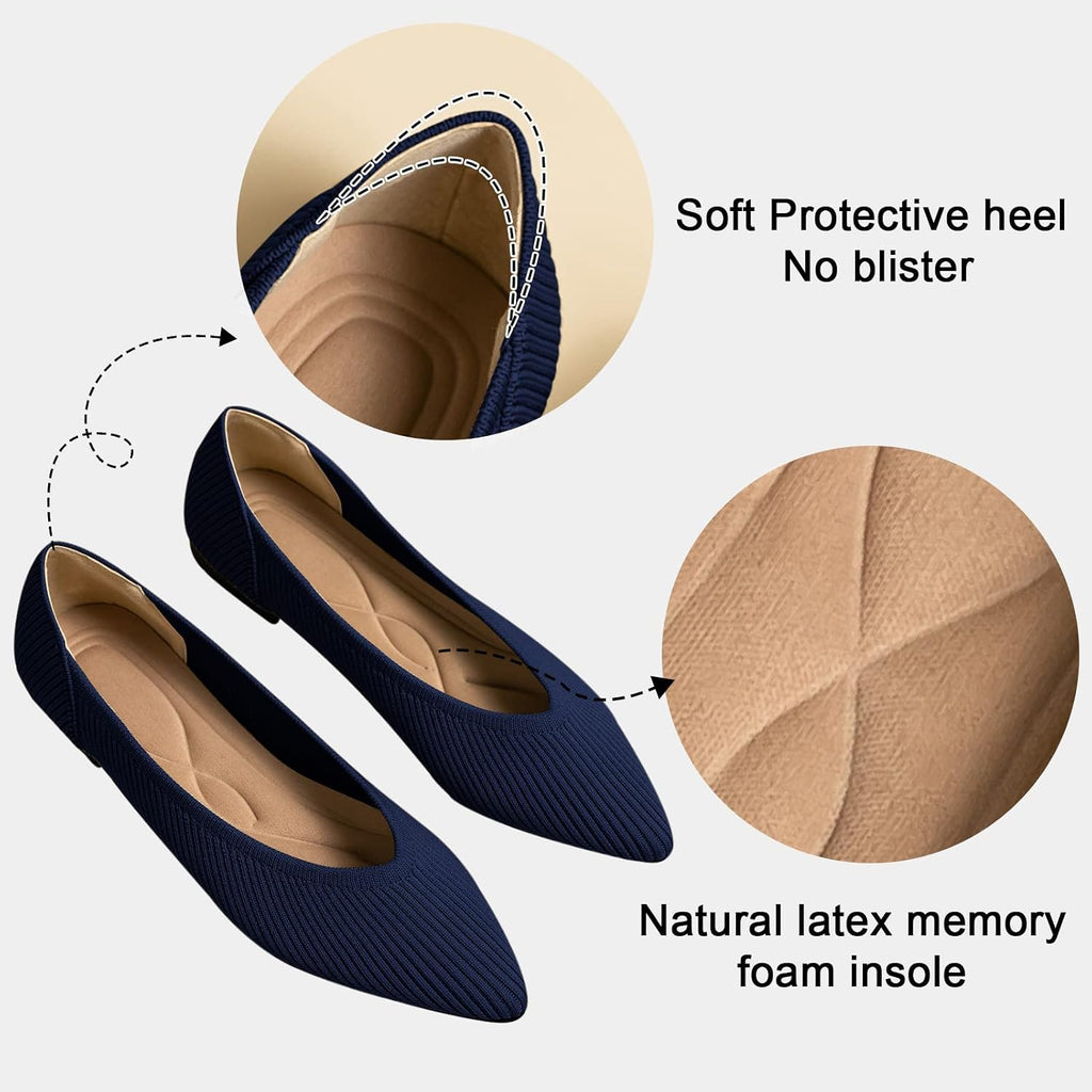 Pointed-Toe Knit Slip-On Ballet Flats