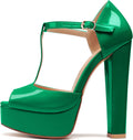 Platform Chunky T-Strap Peep-Toe Dress Sandals