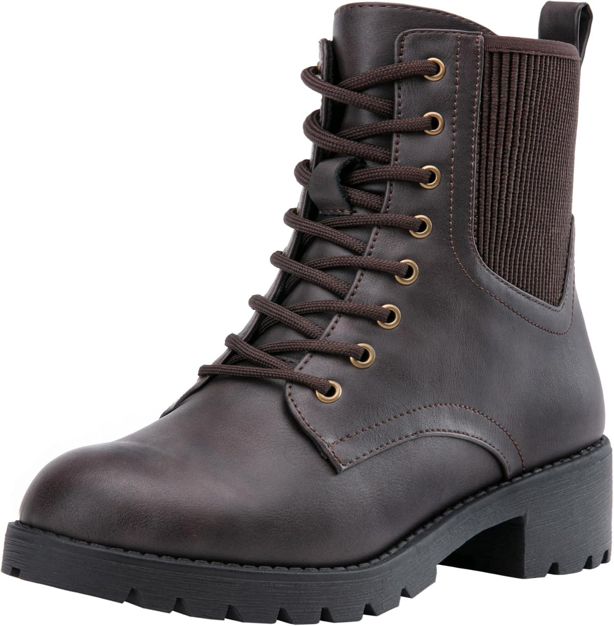 Lace-Up Combat Ankle Boots with Inside Zipper