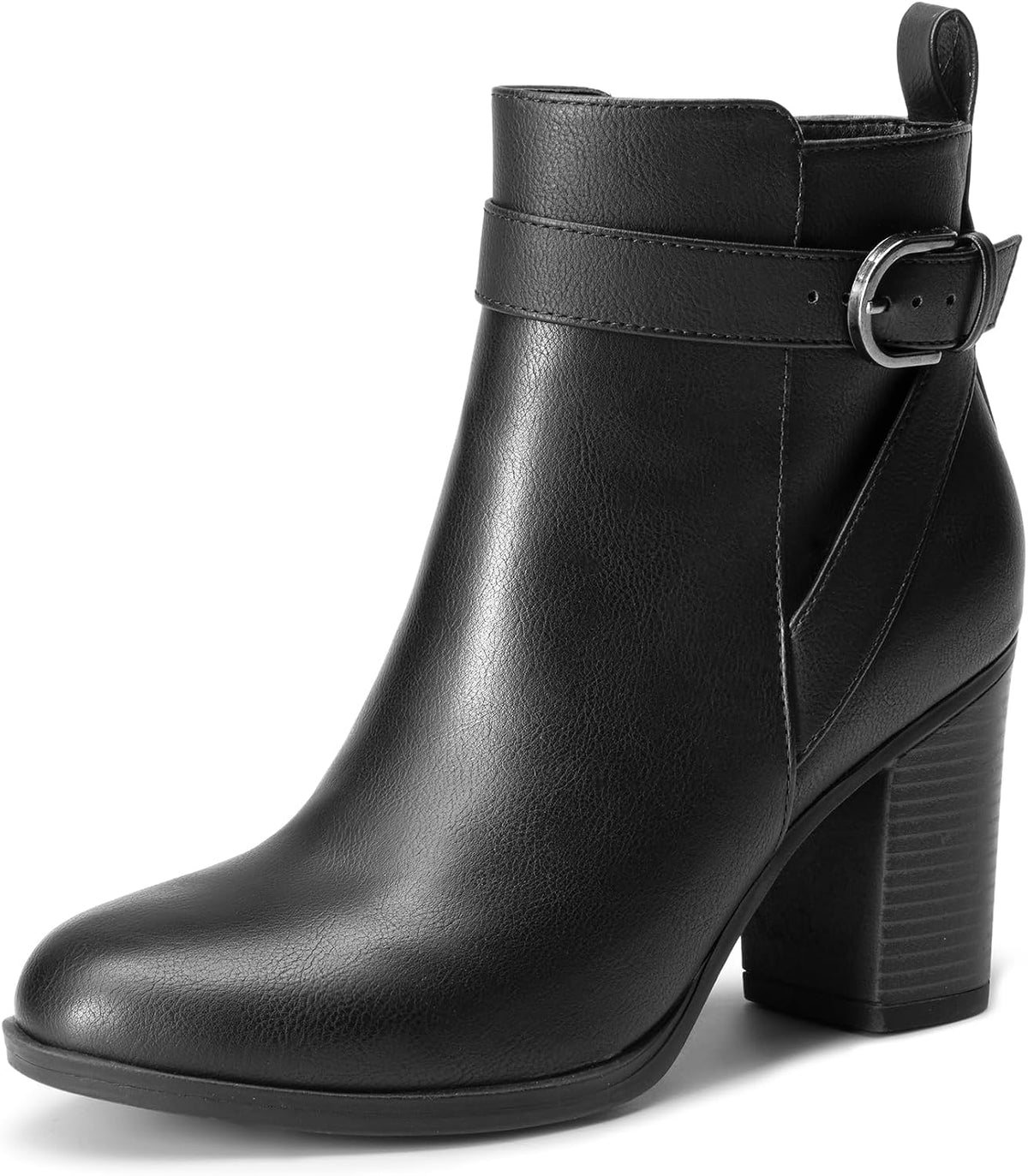 Chunky High-Heel Round-Toe Short Ankle Boots