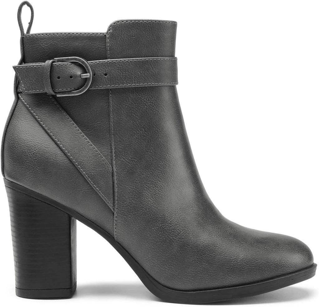 Round-Toe Chunky Heel Fall Short Booties