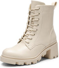 Low Chunky Lug-Sole Lace-Up Combat Booties