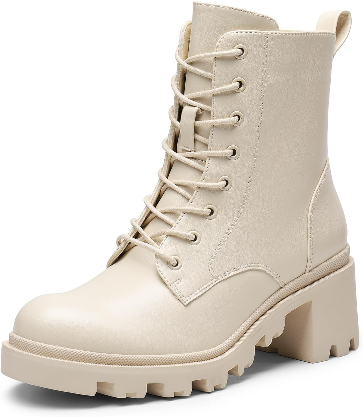 Low Chunky Lug-Sole Lace-Up Combat Booties
