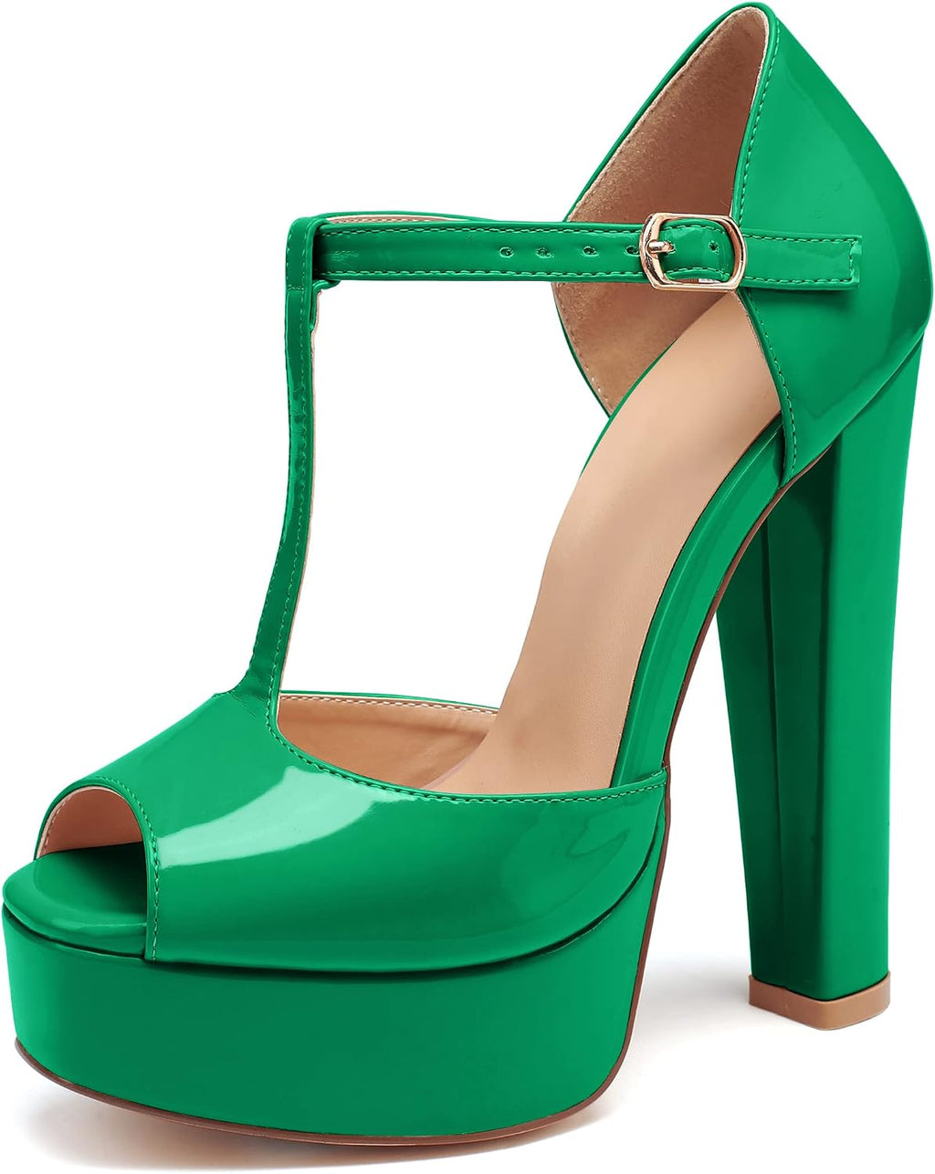 Platform Chunky T-Strap Peep-Toe Dress Sandals